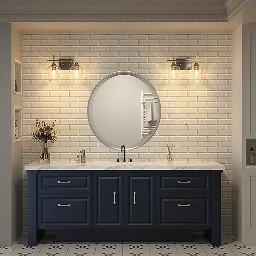 Miniatura 7 de VONLUCE Bathroom Vanity Light, 2 Light Bathroom Light Fixture Over Mirror, Bathroom Wall Lamp with Clear Glass, Modern Brushed Nickel Vanity
