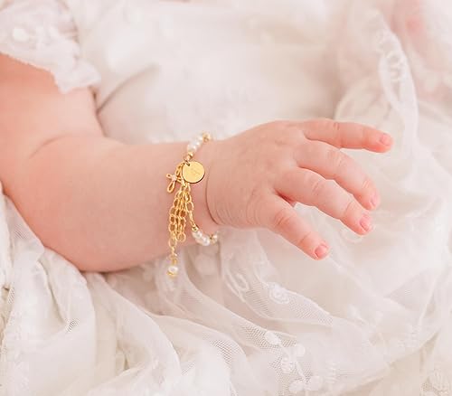 Miniatura 8 de Pulsera personalizada de cruz de bautizo para novia con dije inicial para niños en plata de ley, Plata Esterlina Cristal, Circonita cúbica