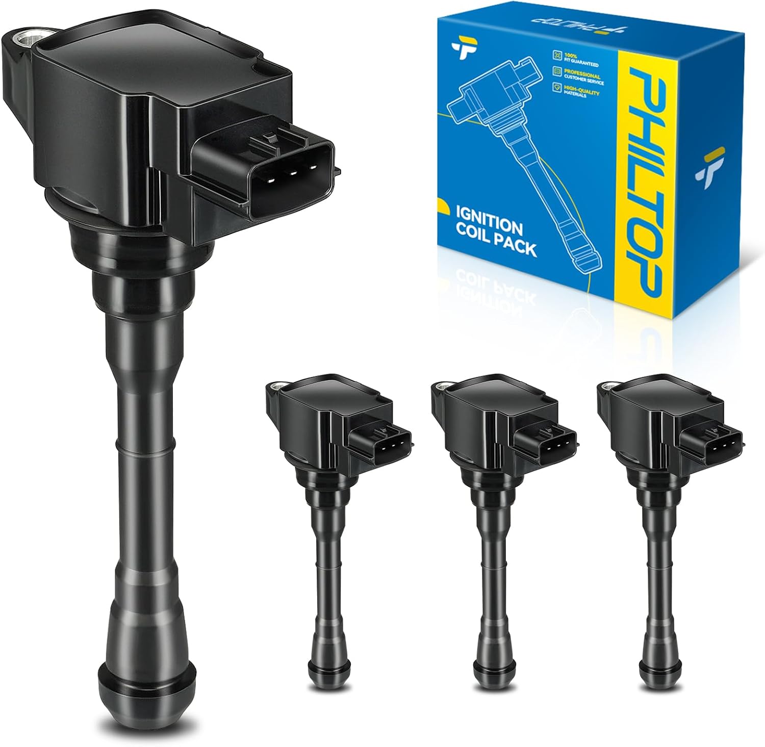PHILTOP UF659 Ignition Coil 4 Packs Fit for 2017-2021 Rogue Sport, 2011-2017 Juke, 2017 2019 Sentra 1.6T, 2017-2019 Rogue 2.0L