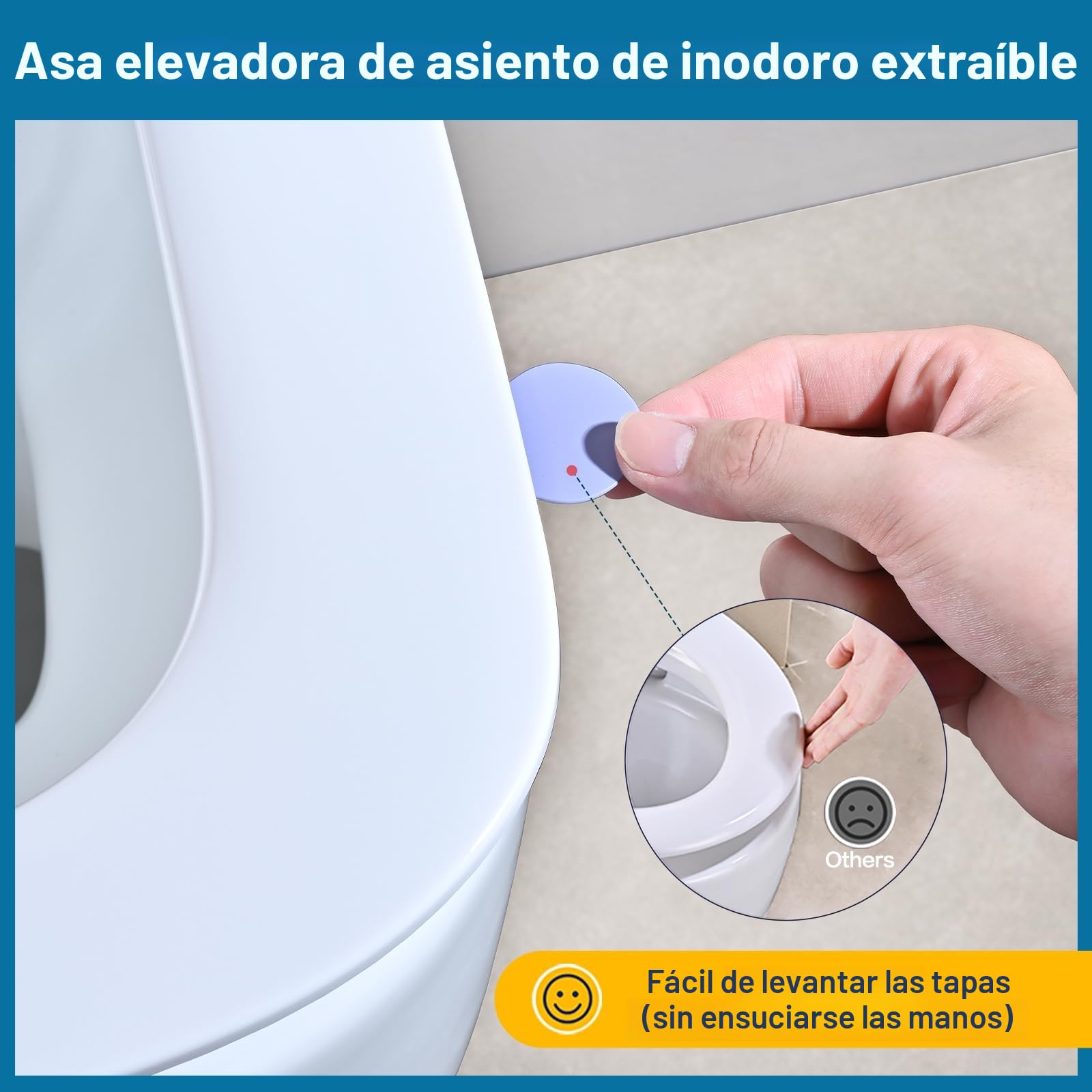 Tapa Wc Forma Cuadrado Ultrafino [CORTO], Asiento de Inodoro Cuadrado con Cierre Suave y Liberación Rápida para una Fácil Limpieza,Universal para Inodoros de Forma Cuadrada, 42,5 * 34.5CM