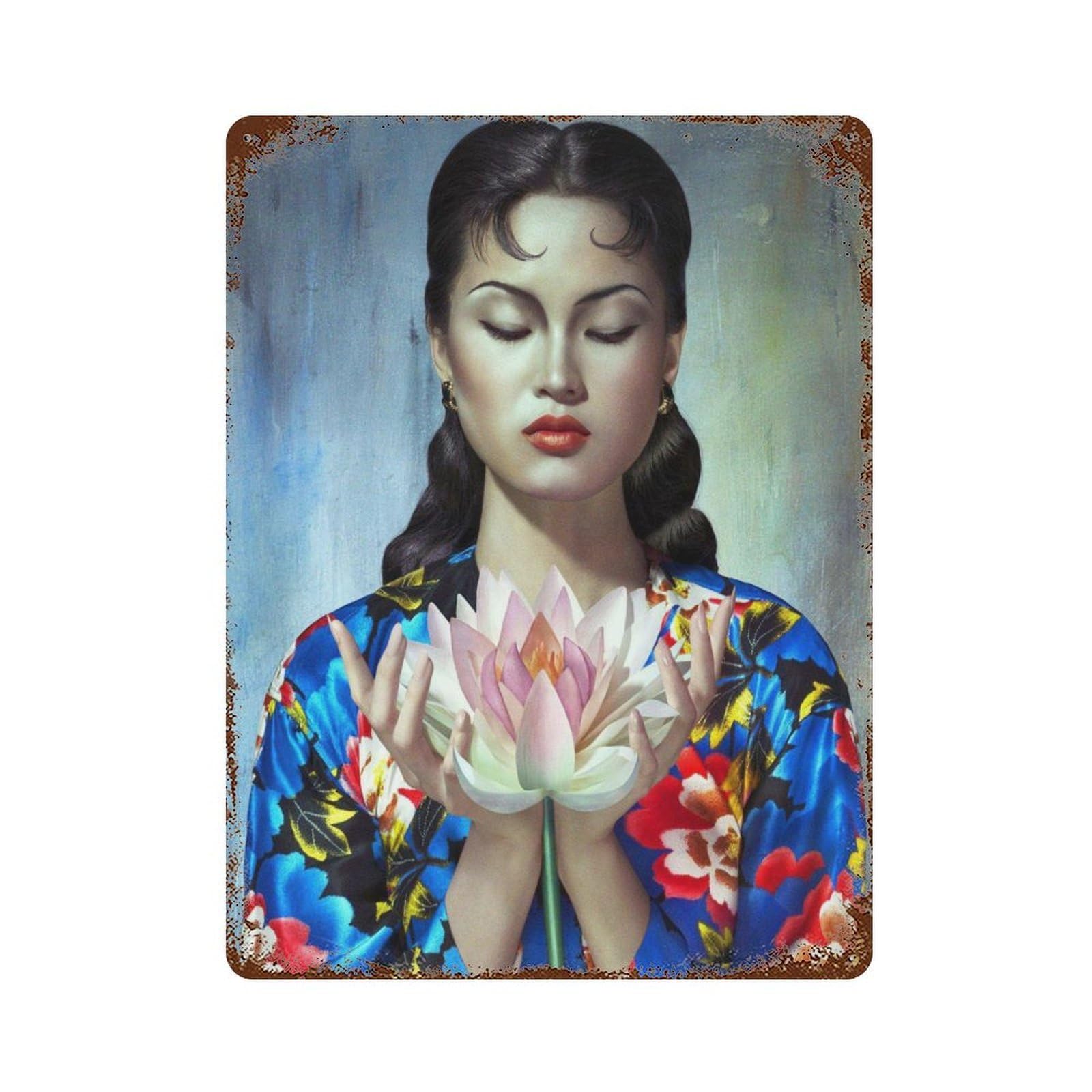 xiaoxiaoshen Artist Vladimir Tretchikoff Balinese Wall Decor Art Metal Tin Poster Modern Home Decor Art Home Bar Shop Decorations Vintage Sign 40x30cm