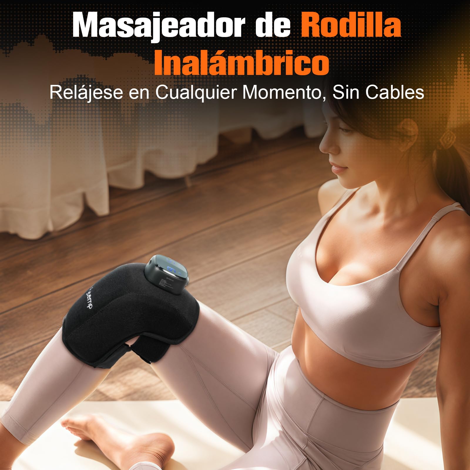 Comfytemp Almohadilla Térmica Inalámbrica para Rodilla, Masajeador 3D de Rodillas, Manta Eléctrica Portátil con 9 Calor 5 Vibración 3 Intensidad con Control APP, san Valentin Regalo