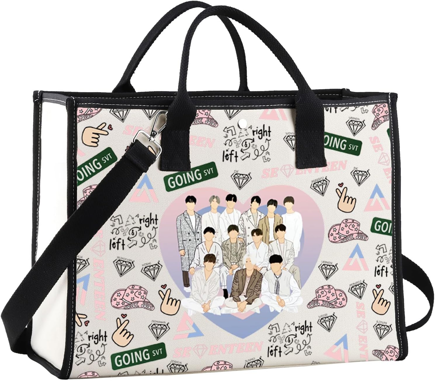 JNIAP Korean Group Tote Bag Korean Group 17 Merchandise Korean Group Lover Gifts Korean Music Shoulder Bag