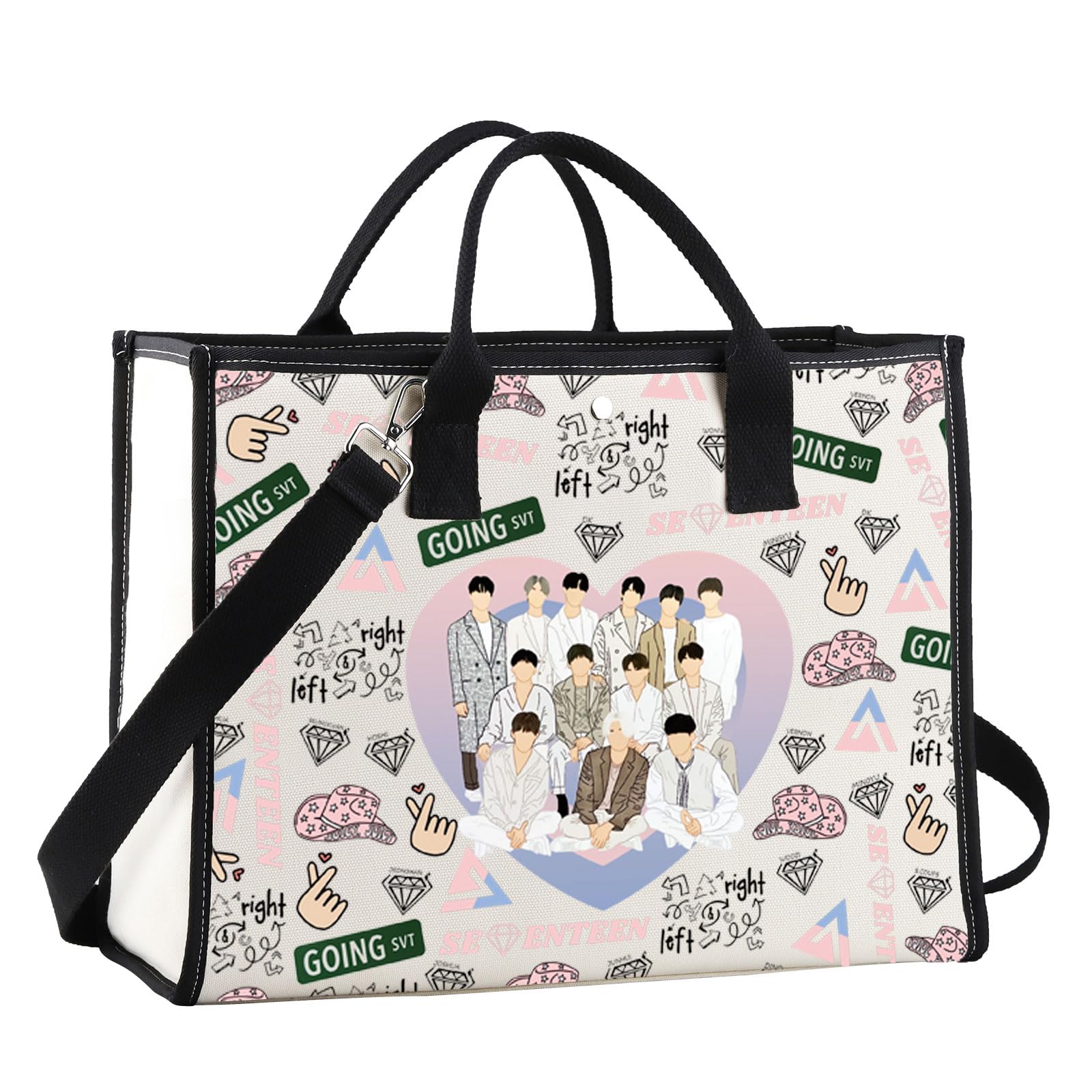 JNIAP K-Pop Group Tote Bag K Pop 17 Band Merchandise K-Pop Lover Gifts K Pop Shoulder Bag K Pop 17 Gifts (GOINGsvt Tote)