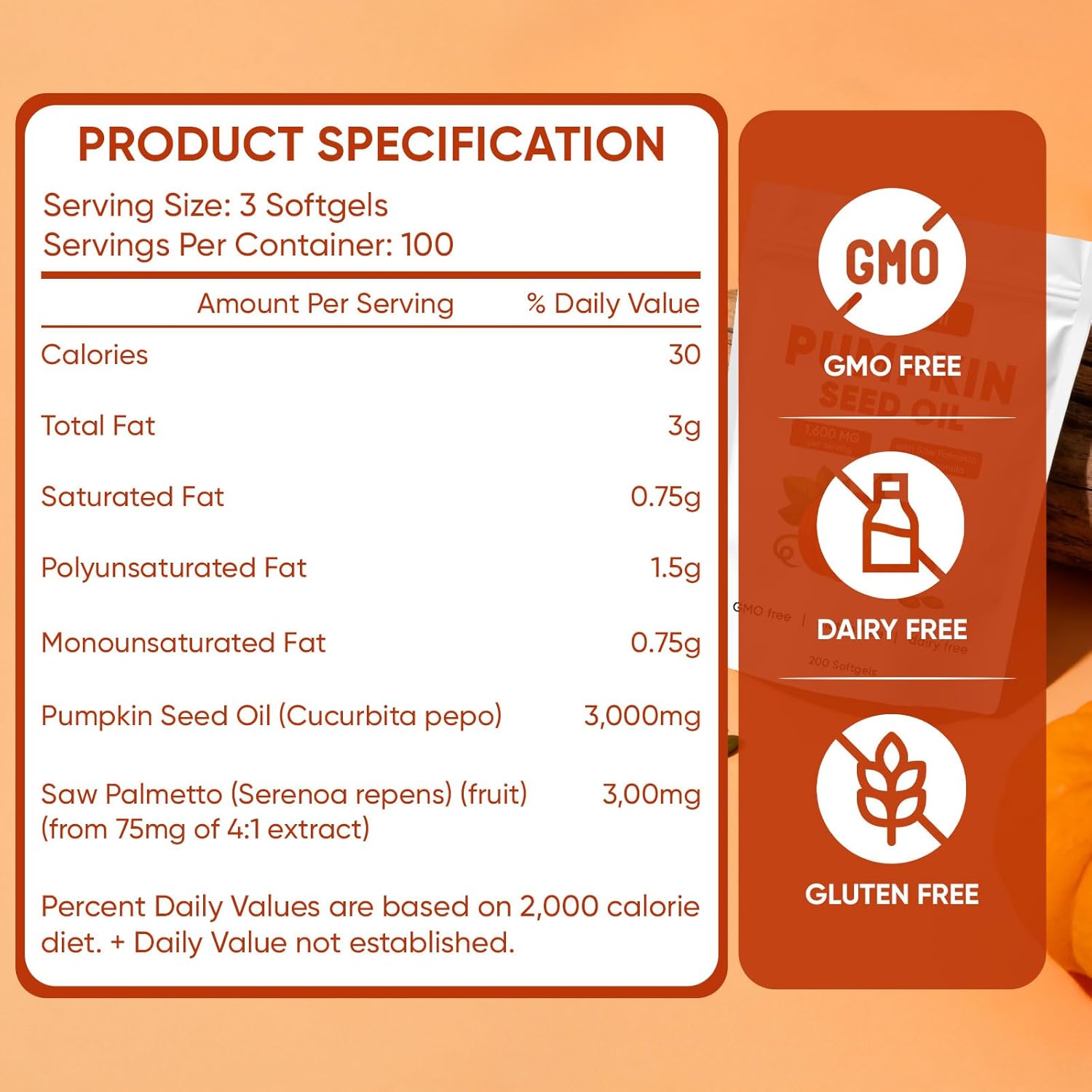 Pumpkin Seed Oil Capsules for Hair Growth, 2 in 1 Formula with Saw Palmetto, Scalp Health & Supports Hair, Heart, Skin | Non-GMO | Gluten Free - 200 Softgel