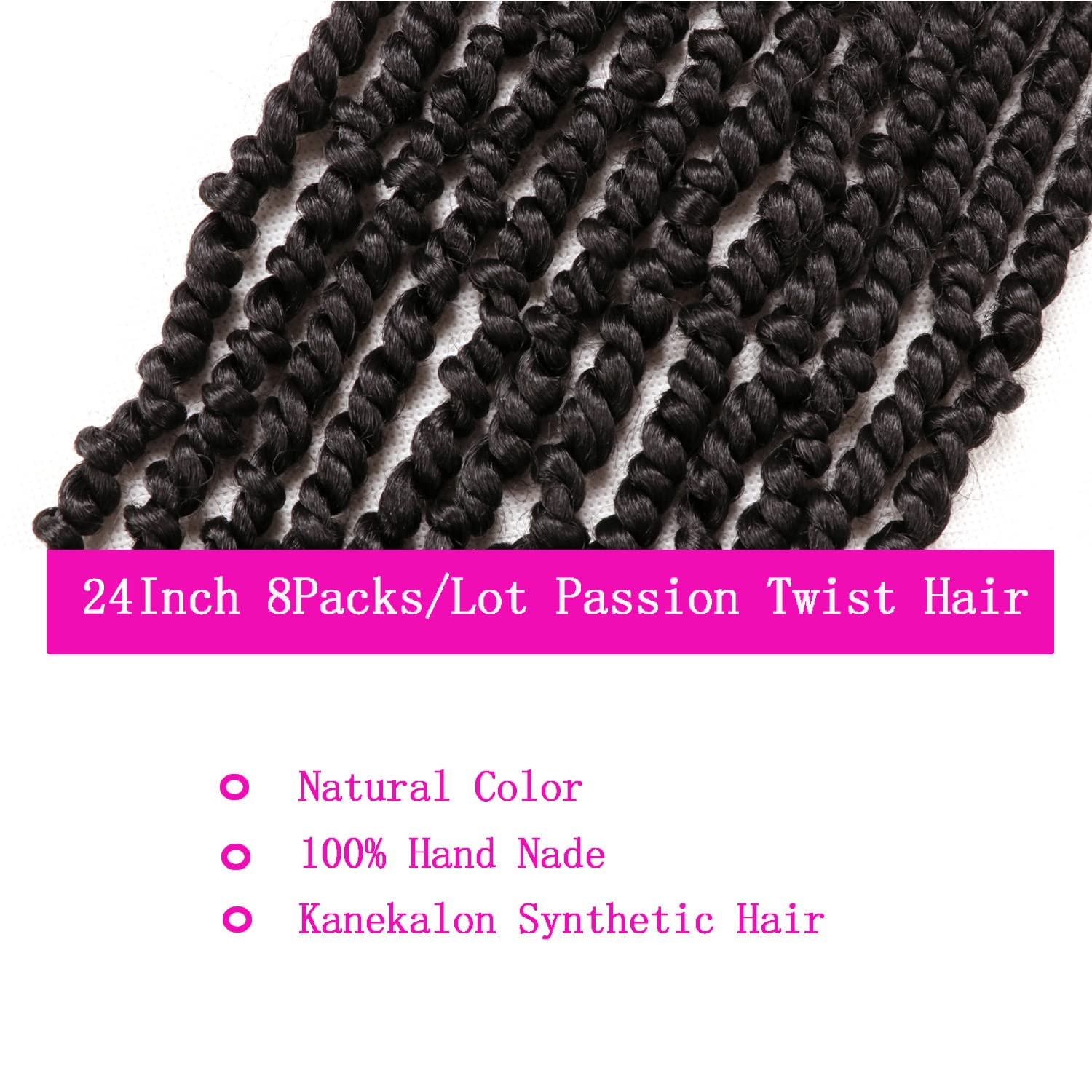 Passion Twist Hair Crochet Trenzas de pelo sintético para trenzar trenzas de pelo falso (60,9 cm (paquete de 8), 1B)