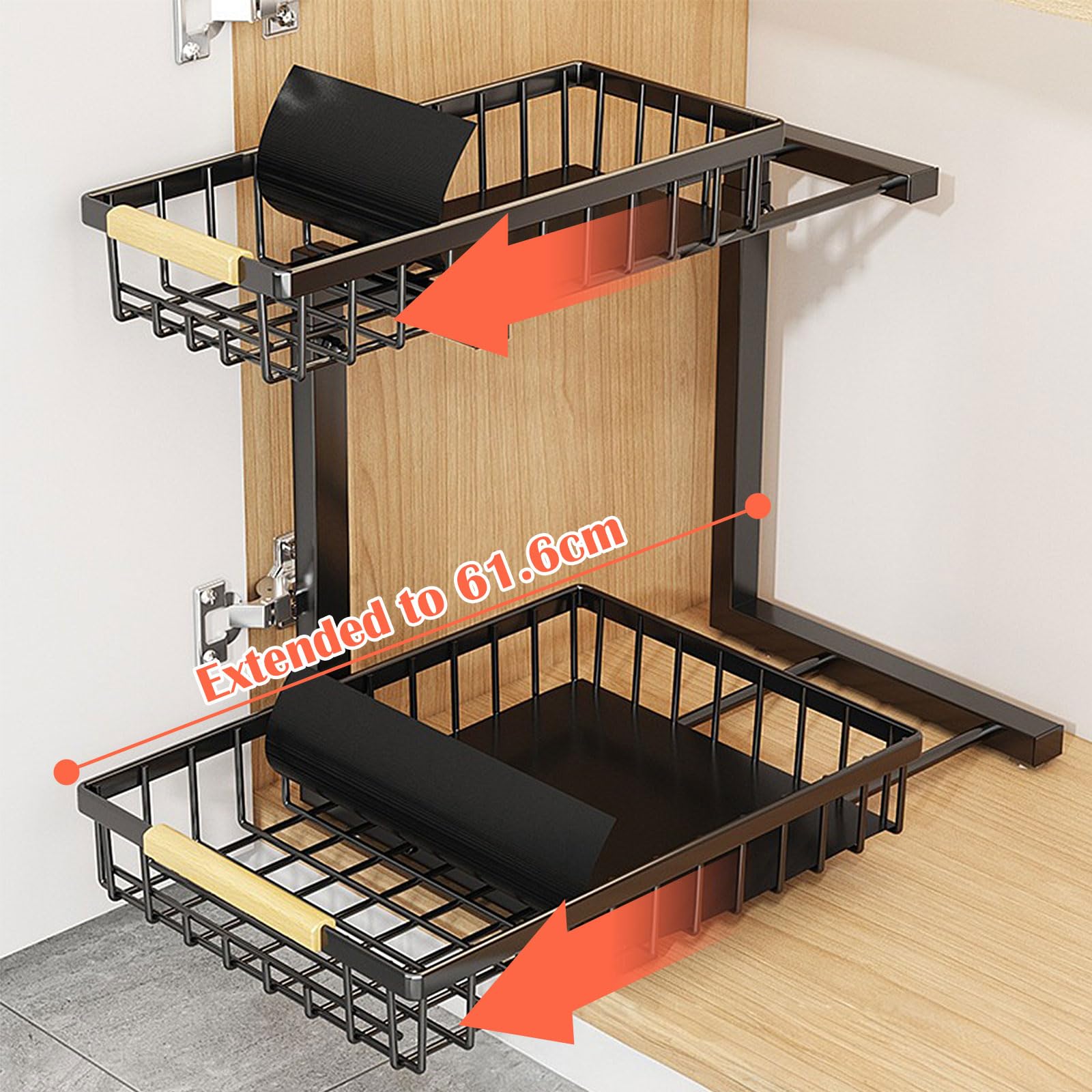 Organiseur sous évier, hauteur réglable, panier de rangement coulissant robuste pour placard extractible, accessoires de salle de bain