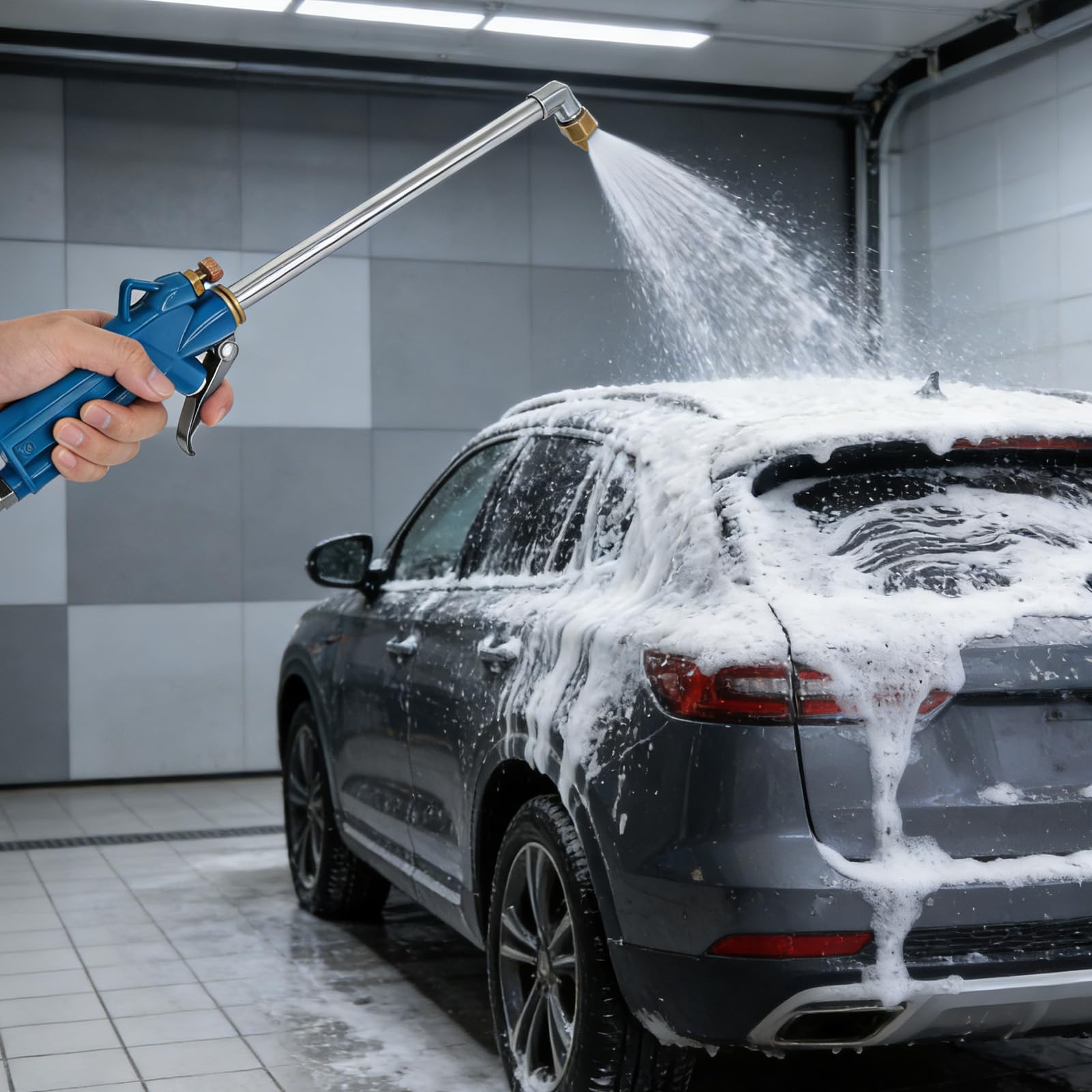 Hochleistungs Druckluftpistole Winkel, Druckluft Reinigungspistole für 1/4" BSP Schnellkupplung mit 1M Schlauch, Druckluft Ausblaspistole erfekt für Autoreparatur & Werkstatt Reinigung, Motorreinigung