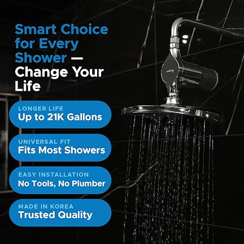 Miniatura 5 de Aquamonster - Filtro de ducha ACF  Eliminación de cloro certificada NSF  21,000 galones de larga vida  Cuidado de la humedad de la piel y el cabello