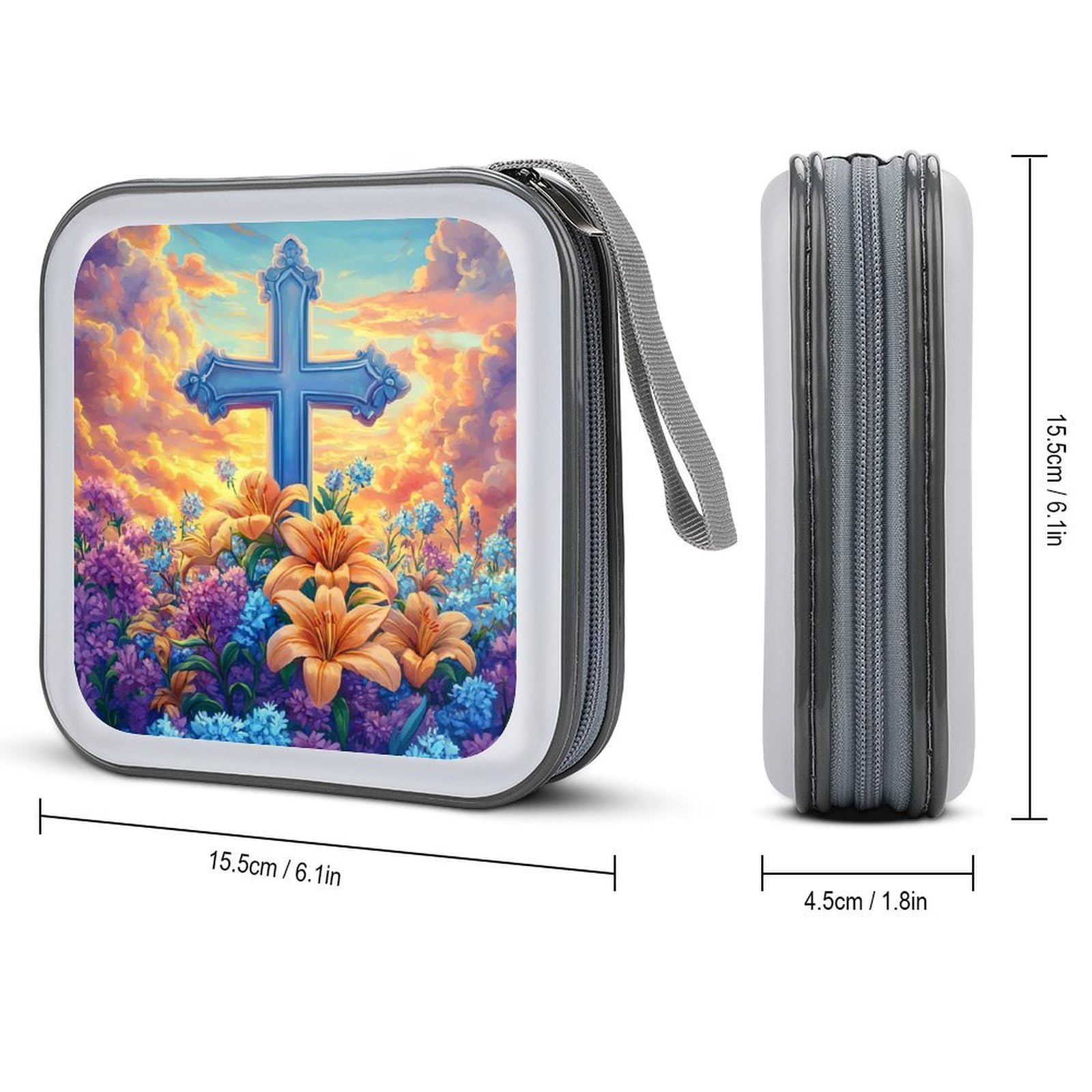 Crosss Flower CD Case Plastic DVD Case Holder Wallet Disc Storage Organizer for Car Travel