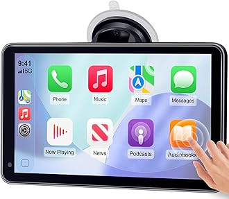 Carplay for Apple Portable Car Screen: Easy Setup 7 Inch Android Auto - Wireless Car Play Touchscreen with GPS Navigation,Bluetooth, FM,AirPlay Mirroring,Siri for Commuters and Older Cars
