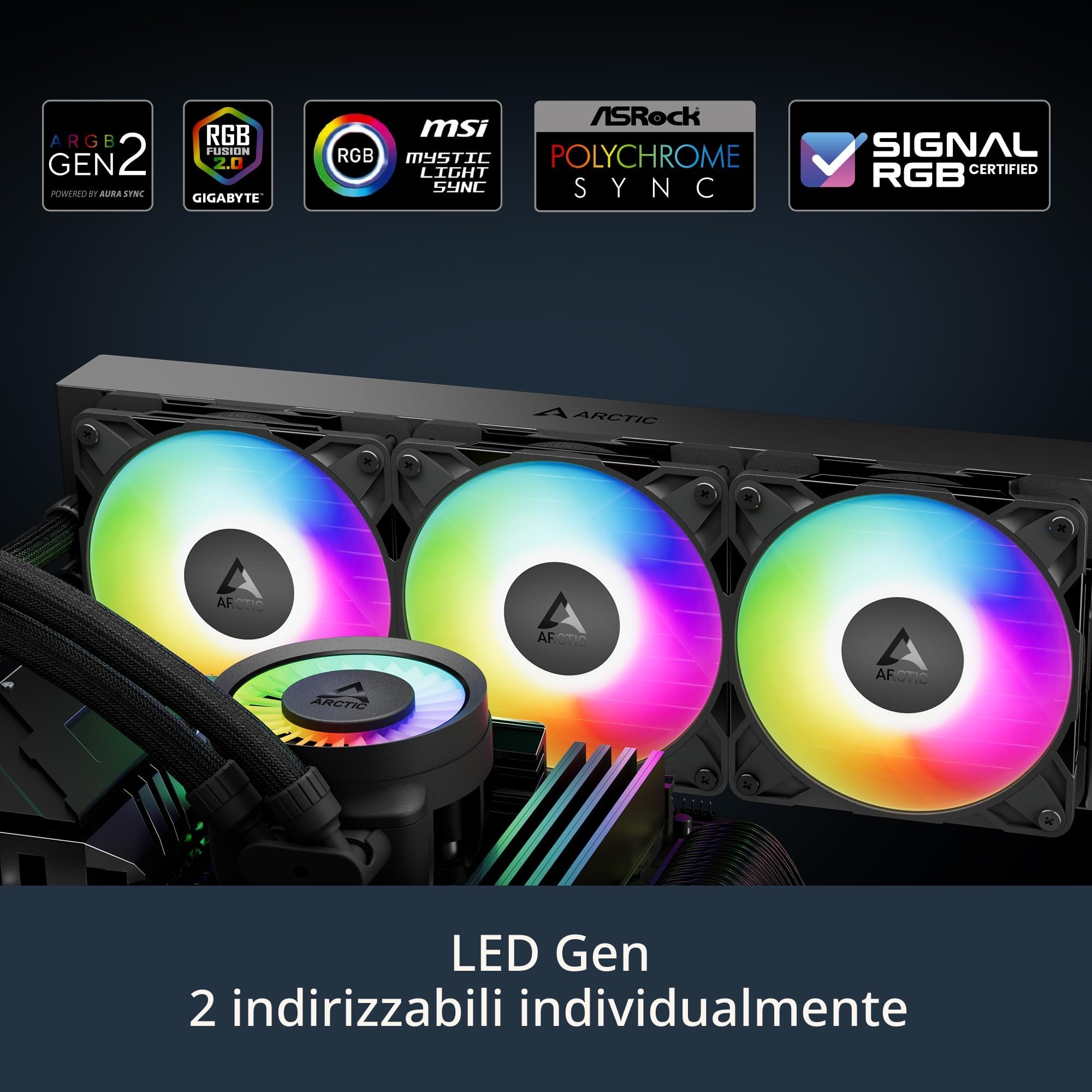 ARCTIC Liquid Freezer III Pro 420 A-RGB (nero) - Dissipatore AIO CPU, 3 x 140 mm Raffreddamento Liquido, Radiatore 38 mm, Pompa PWM, Fan VRM, AM5/AM4, Intel LGA1851/1700 Telaio Contatto - Bianco