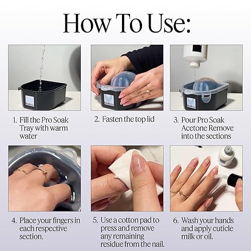 Miniatura 3 de Nailboo Removedor de esmalte de uñas 100% acetona y cuenco de remojo, removedor de esmalte de gel para uñas, esmalte de acetona pura y removedor