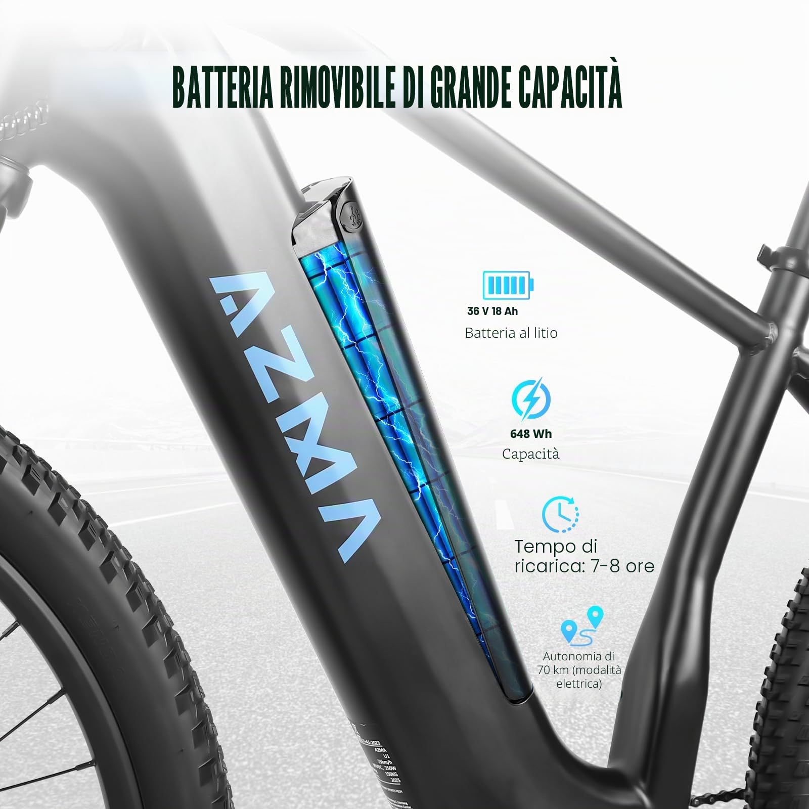 AZMA Bici Elettrica Uomo Donna 27.5"/29" Bicicletta Elettrica da 48V/36V Batteria Rimovibile,Autonomia di 100-140,8 Velocità Ebike da per MTB & Pendolari Urbani