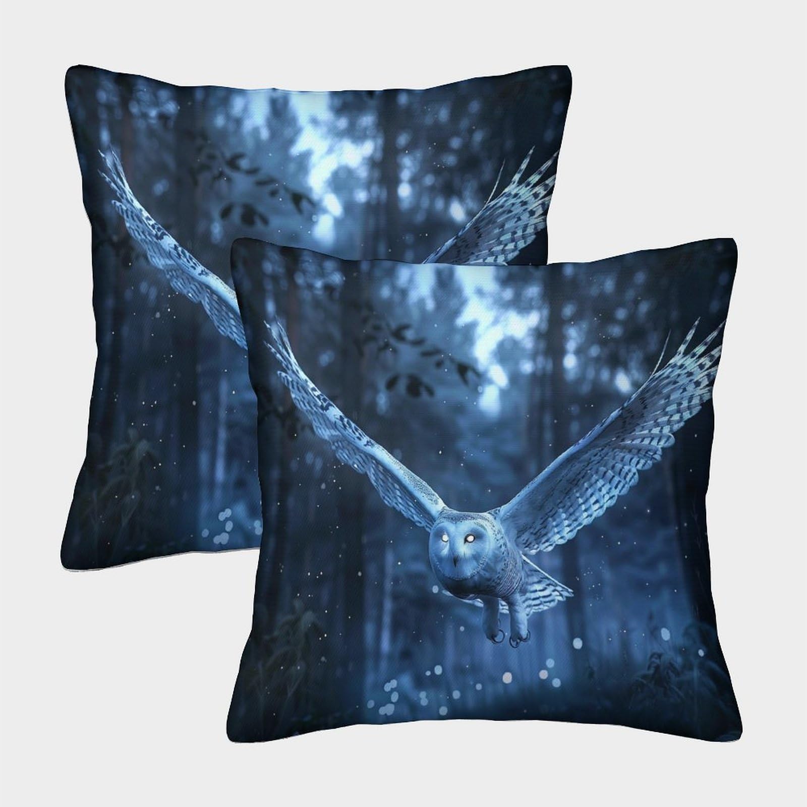 PFYWZJDDTTBD Square Decorative Owl Throw Pillow Cases Cushion Covers Set of 2 Decorative for Sofa Bed Couch Car Throw Pillow Covers Invisible Zipper 45x45cm