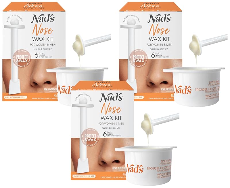 Nad's Kit de cera para pelos do nariz, unissex, Pacote com 3