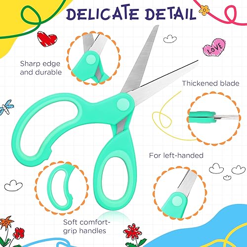 Miniatura 3 de 12 pares de tijeras para zurdos para niños de 575 pulgadas tijeras de seguridad para el aula para niños tijeras de manualidades con agarre cómodo