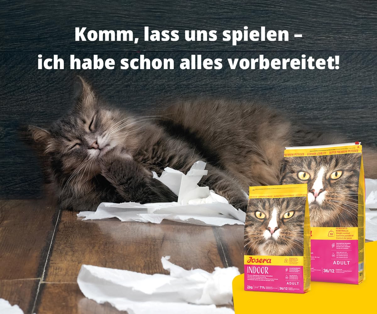 JOSERA Indoor Cat (1 x 10 kg) | Adult | Premium Trockenfutter für ausgewachsene sterilisierte Katzen | getreidefreie Rezeptur | moderater Fettgehalt zur Gewichtkontrolle| mit Geflügel | 1er Pack