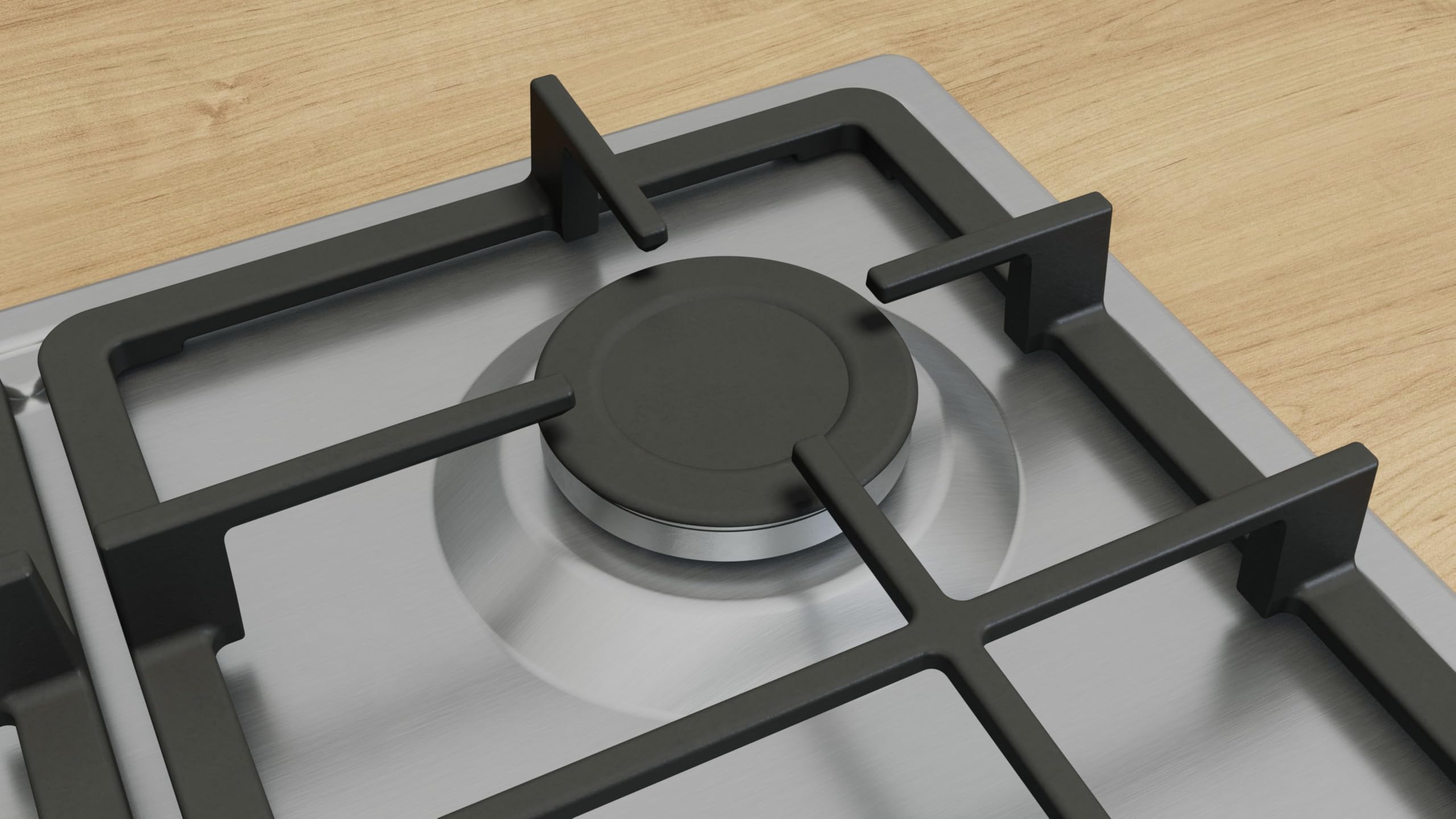 Bosch, Series 4, PGP6B5K90 60cm Gas Hob with 4 burners, 2 Dishwasher suitable cast iron pan supports, new standard sword dials, Front control — view 4