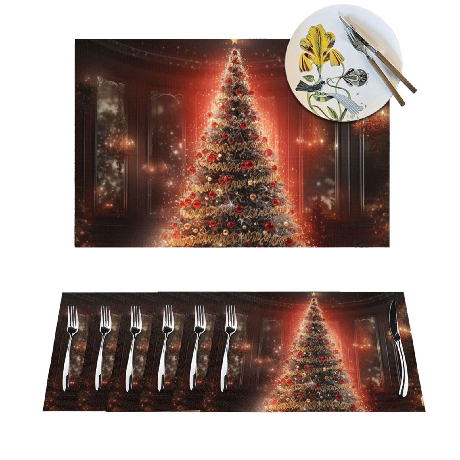Set de table sapin de Noël lavable pour éviter les taches sur votre nappe de fête