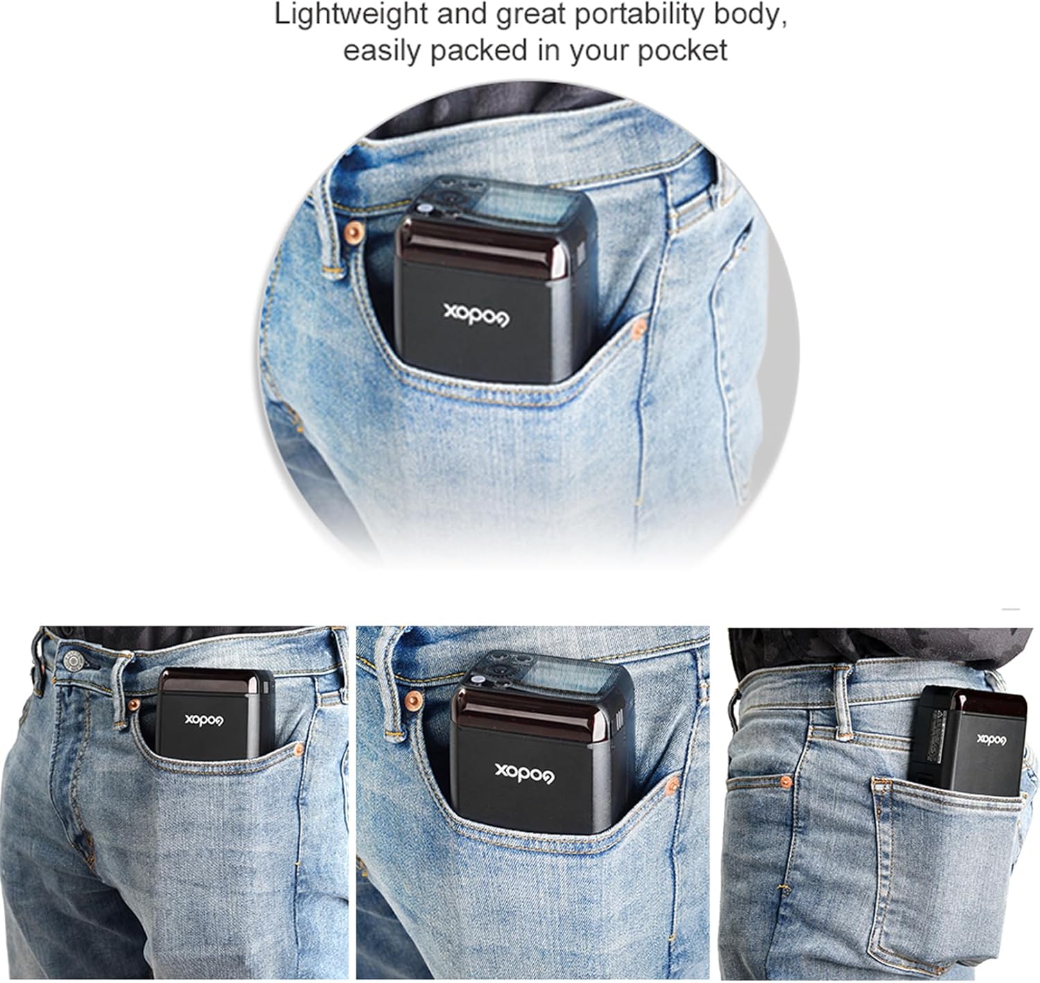 Godox AD200 Pocket Flash, 2.4G TTL 200Ws Strobe Flash Monolight, 1/8000 HSS Speedlite with Carry Bag, Speedlite/Bare Bulb Head, with Li-ion Battery, 500 Full Power Flashes, Recycle in 0.01-2.1s Time