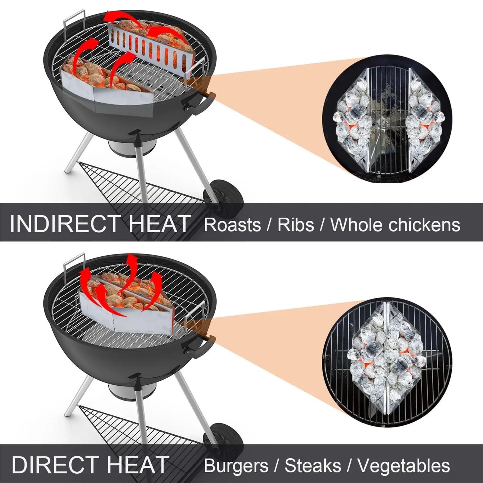 Odporne na wysokie temperatury kosze na brykiety, 2 sztuki, bezpieczne akcesoria do grillowania na świeżym powietrzu, idealne do grillowania i grillowania