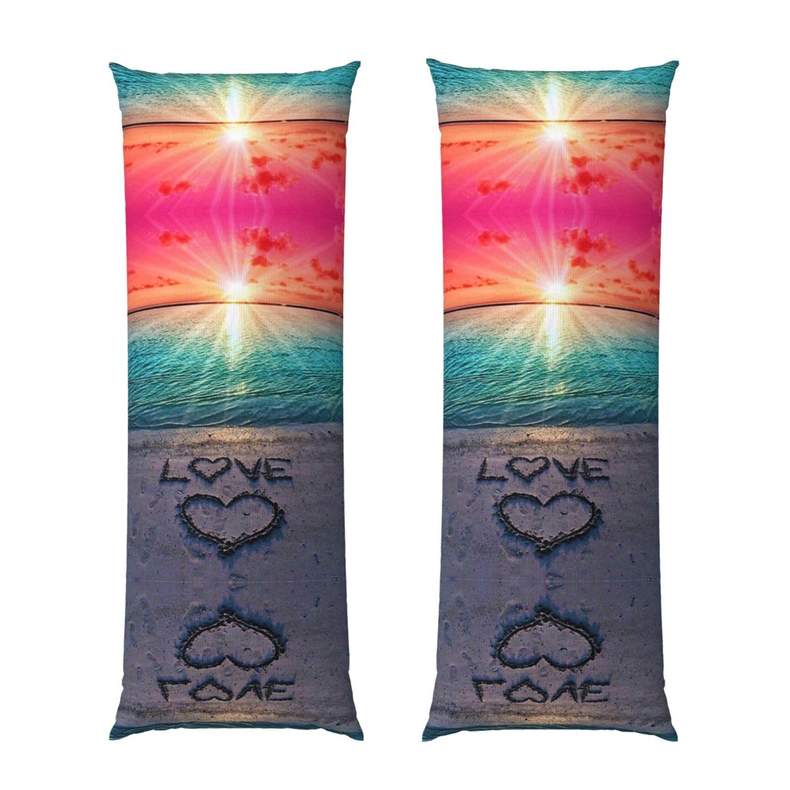 Taie oreiller traversin long microfibre douce housse coussin lit imprimé Love Beach