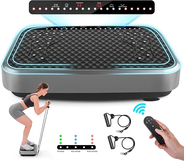 Vibration Plate Exercise Machine, Tawom Vibration Plate for Lymphatic Drainage, Whole Body Fitness Platform for Weight Loss, Body Toning, Dynamic Workout Lights, Home Gym Workout