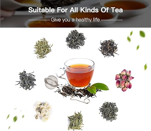 Vista 7 de Filtro de té Snap Ball, paquete de 2 filtros infusores de té de acero inoxidable con asa para té de hojas sueltas, especias, condimentos