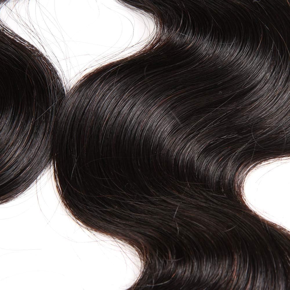 Body Wave Frontal 13 x 4 HD Transparent Lace Frontals With Bangs Baby Hair 100% Remy Human Hair 150% Density Natural Color (14 Inch)
