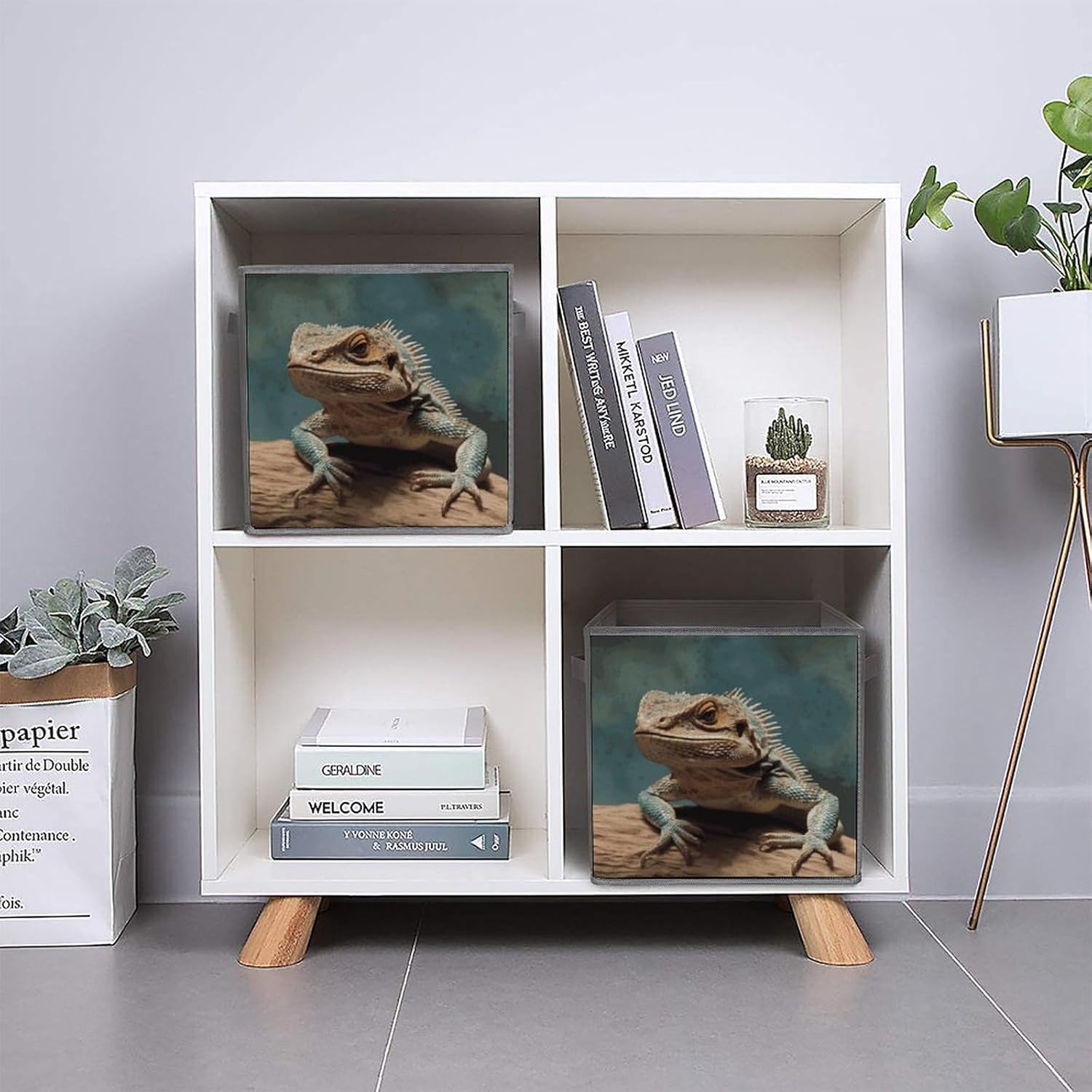 Lizards Storage Cubes Set of 6 Storage Bins with Handles Collapsible Storage Basket Fabric Storage Box for Shelves Large Closet Shelf Organizer for Organization 11 Inch