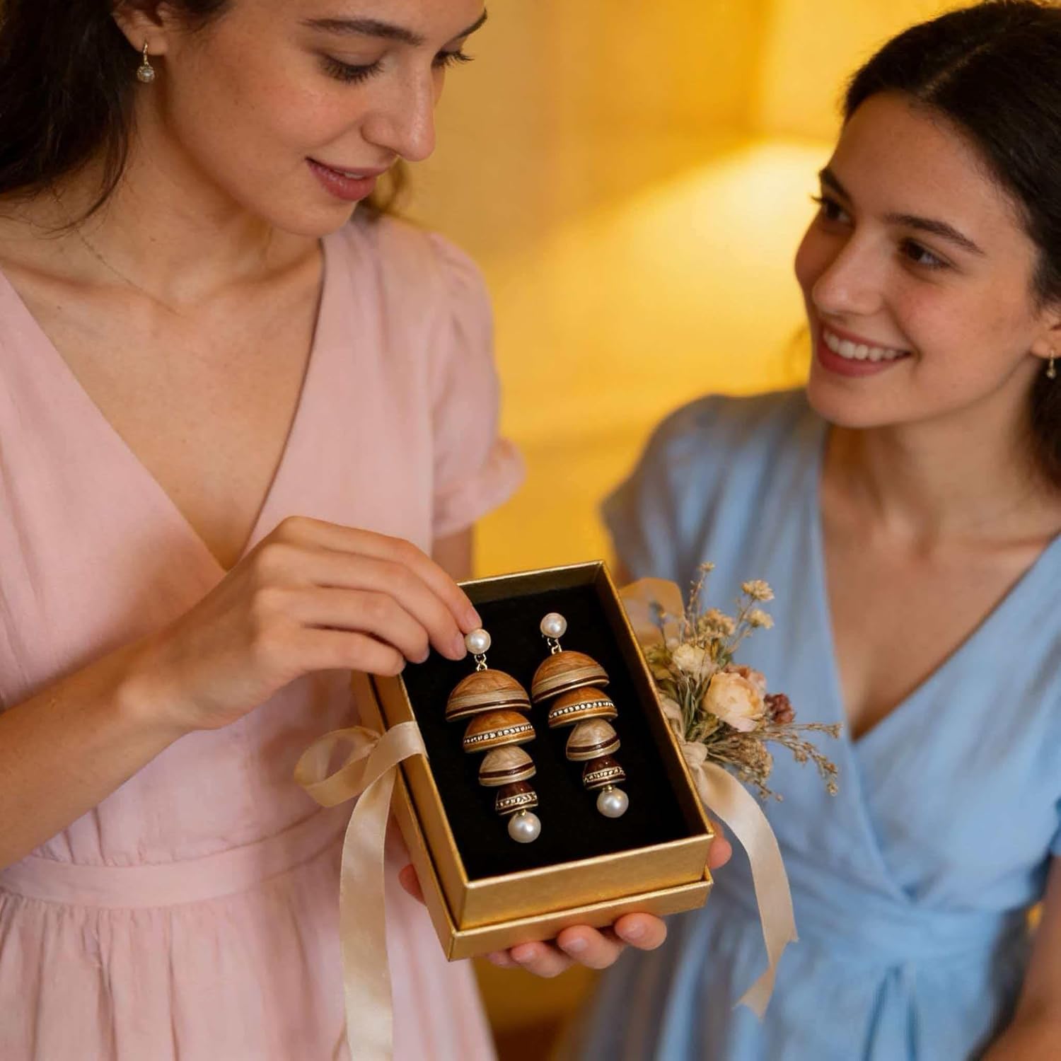 Women's Enamel Wind Chime Pearl Stud Earrings, Heavy Industry Design, Retro Earrings with High-End Sense - Image 9