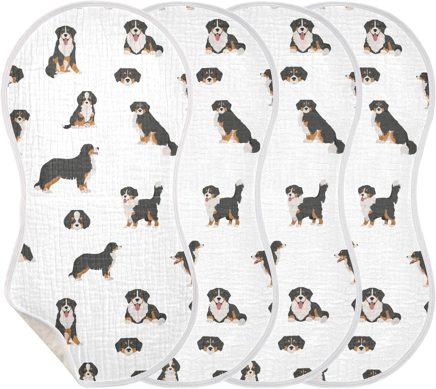 Bernese Mountain Dog Muslin Burp Cloths for Baby 4 Pack 100% Cotton Baby Washcloths Bibs for Boy Girl