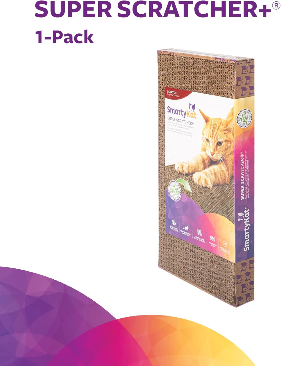 SmartyKat Super Scratcher+ Corrugated Cat Scratcher, Catnip Infusion Technology - Brown, Double Wide : Everything Else