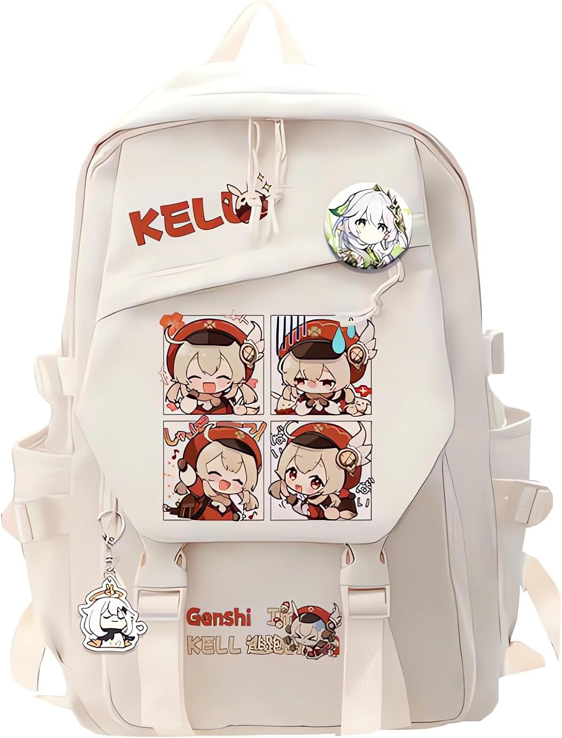Game Backpack Klee Backpack Cute 3D Printed Daypack Laptop 17" Large Capacity Travel White BackPack With Gift