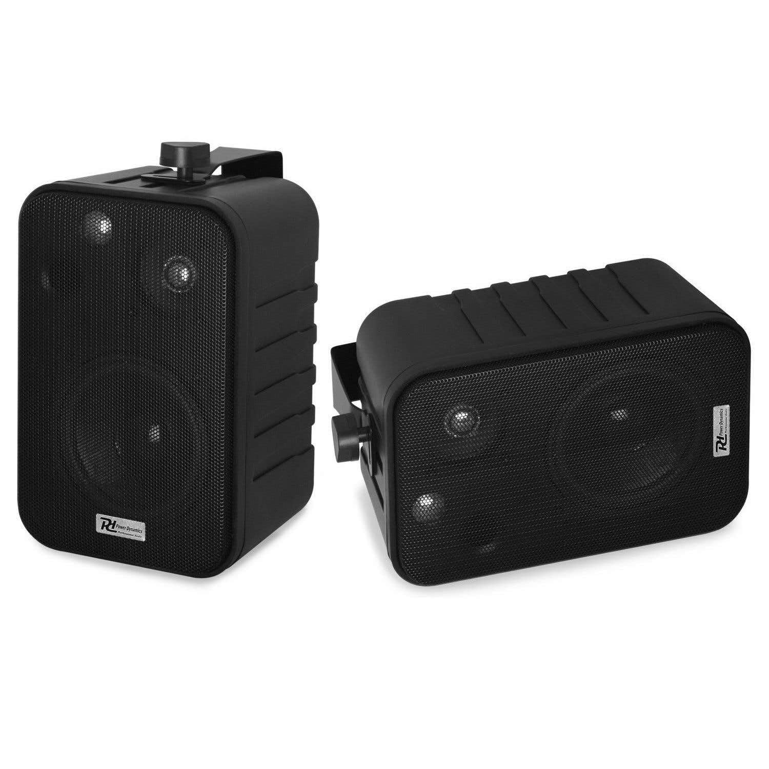 Power Dynamics BV40V - 2 Haut-Parleurs Noirs - 10 Watts, 4 Pouces, Étanches, Musique de Fond, Kit de Montage Fourni, 100 Volts, Public Address, Musique d'Ambiance, Sonorisation, Horizontal Vertical