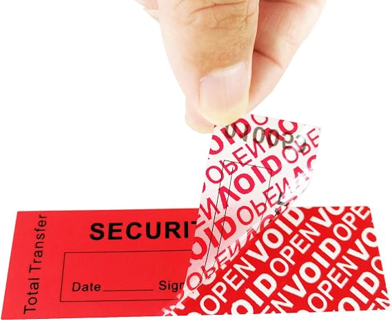 100pcs 1 x 3.35 Red 100% Total Transfer Tamper Proof Security Stickers