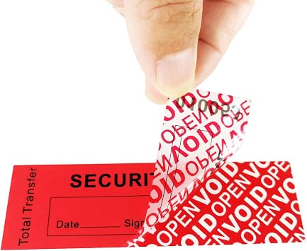 100pcs 1 x 3.35 Red 100% Total Transfer Tamper Proof Security Stickers