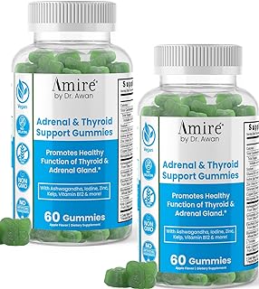 Amire by Dr. Awan Thyroid Support Gummies, Promotes Healthy Function of Thyroid, Kelp, Selenium & Ashwagandha to Improve Energy, Immunity, Metabolism, 120ct, 60day Supply