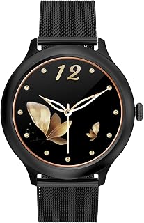 BASICF Smart Watch for Women Men, 1.28 Inch Touch Screen Smartwatch with Incoming Call Music Camera Control, IP68 Waterproof Fitness Tracker(Black)