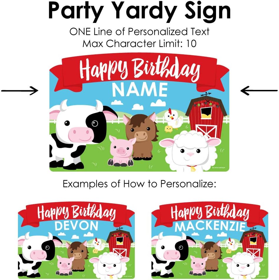 Big Dot of Happiness Personalized Farm Animals - Barnyard Birthday Party Yard Sign Lawn Decorations - Happy Birthday Custom Name Party Yardy Sign