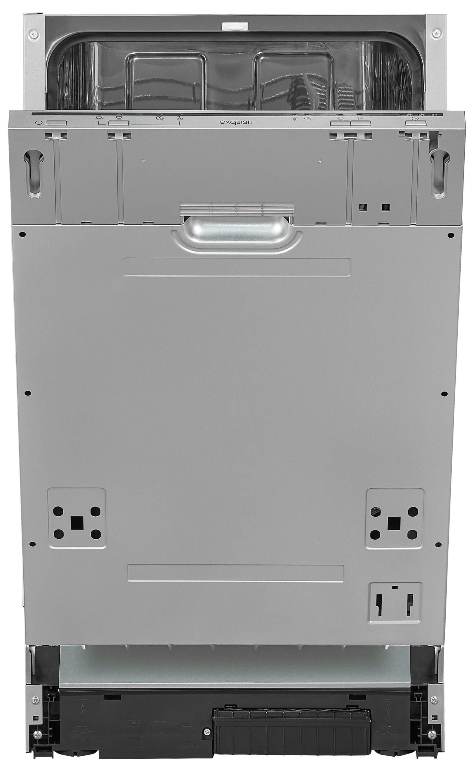 Exquisit® Lavavajillas 45Cm, Clase E, Interior Inox, 9 Servicios, 5 Programas, Inicio Diferido, Función Media Carga, Cesto Regulable, Consumo 70 kWh/100ciclos, Medidas 81,5x44,8x55 Cm.