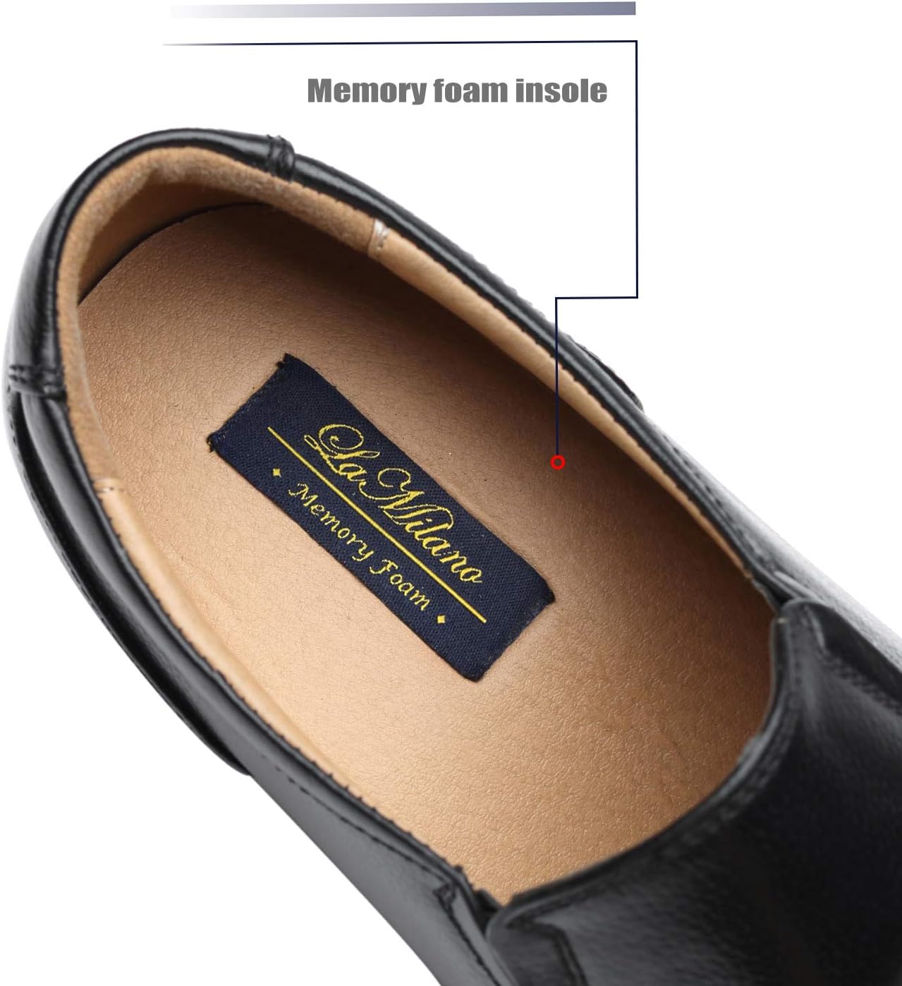 La Milano Men's Slip On Loafers Business Casual Comfortable Classic Leather Dress Shoes for Men, Loaf-4-black, 11 - Image 5
