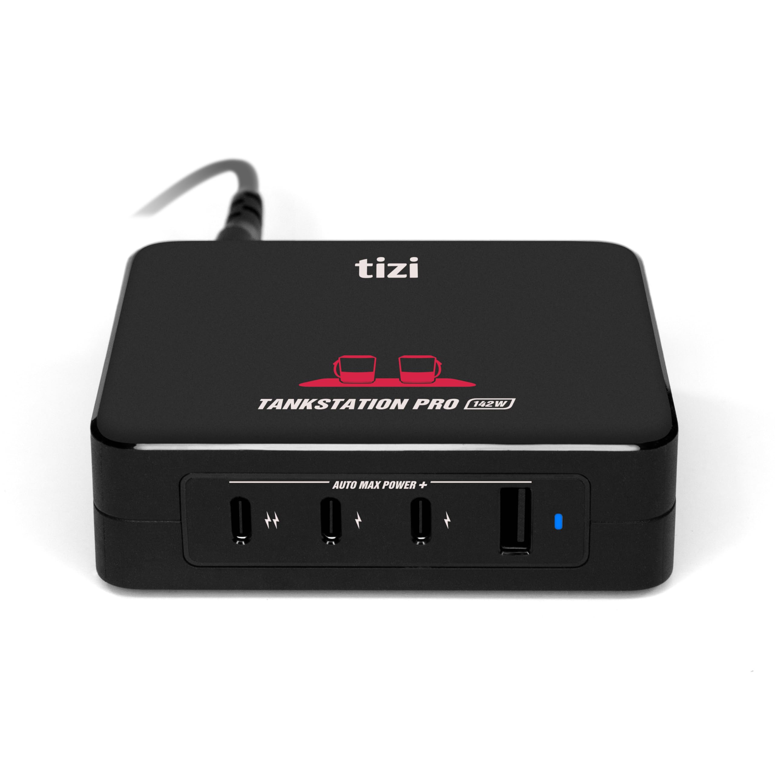 tizi Tankstation Pro (142W) - 4 Anschlüsse Ladegerät, neueste GaN Power Delivery, 4-Port USB-C PD Netzteil für Schreibtisch, Reisen mit Wechselsteckern, kompatibel mit Apple MacBook Pro, iPad, iPhone
