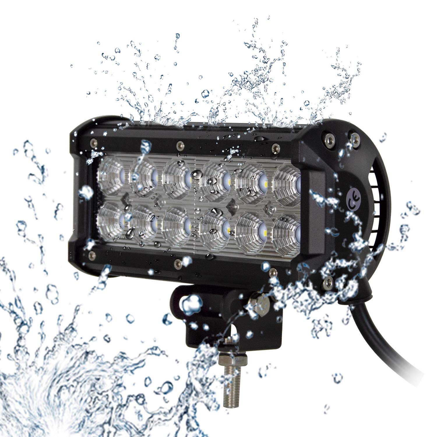 AUXTINGS 2 Piezas 7 Pulgadas (17.8cm) 36W Flood led Barra de Trabajo 12v-24v focos Incluye Soportes de Metal y camión Barca Machine Trailer Bulldozer 4x4 Offroad Car