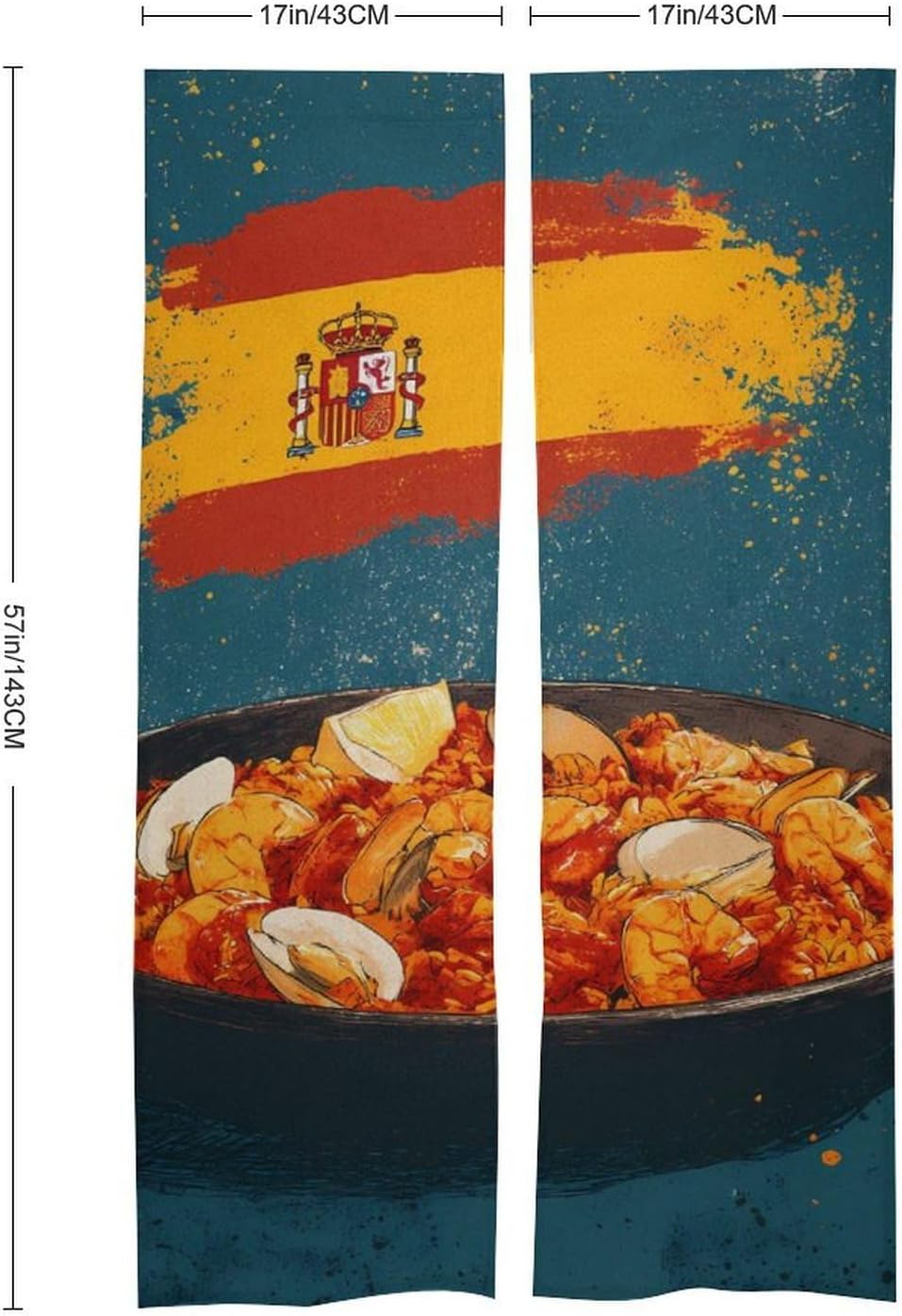 Spain Spanish Paella Flag Doorway Curtain Insulated Room Divider Drapes | white linen,privacy curtains