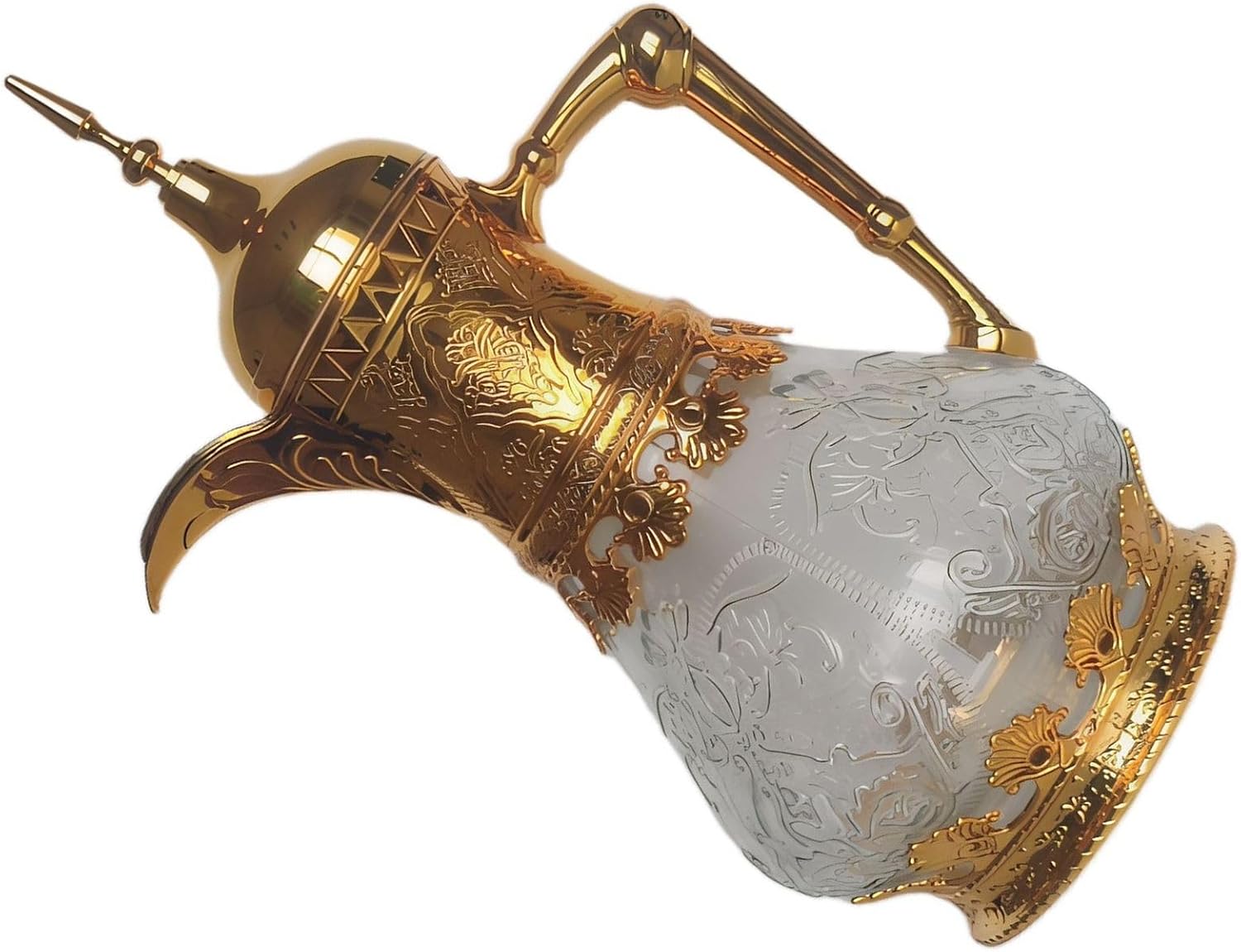 Middle Coffee Pot Traditional Coffee Server with Glass Body and Metal Accents 1.6L