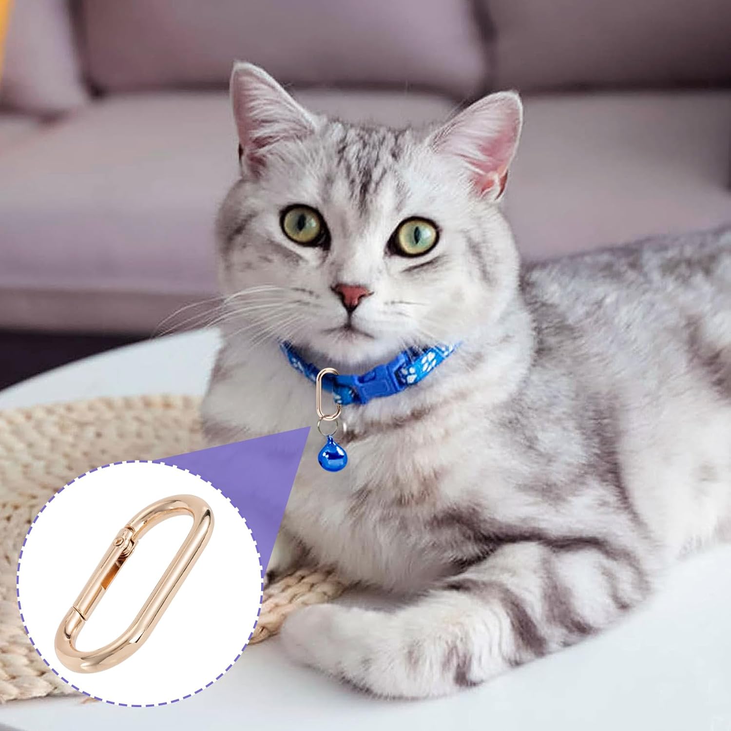 4pcs Oval Keychain Clip, Alloy Spring O Rings Hooks, Keychain Clip Purse Buckle Replacement for Paracord Lanyard Dog Tag Backpacks Handbags- Gold - Image 6