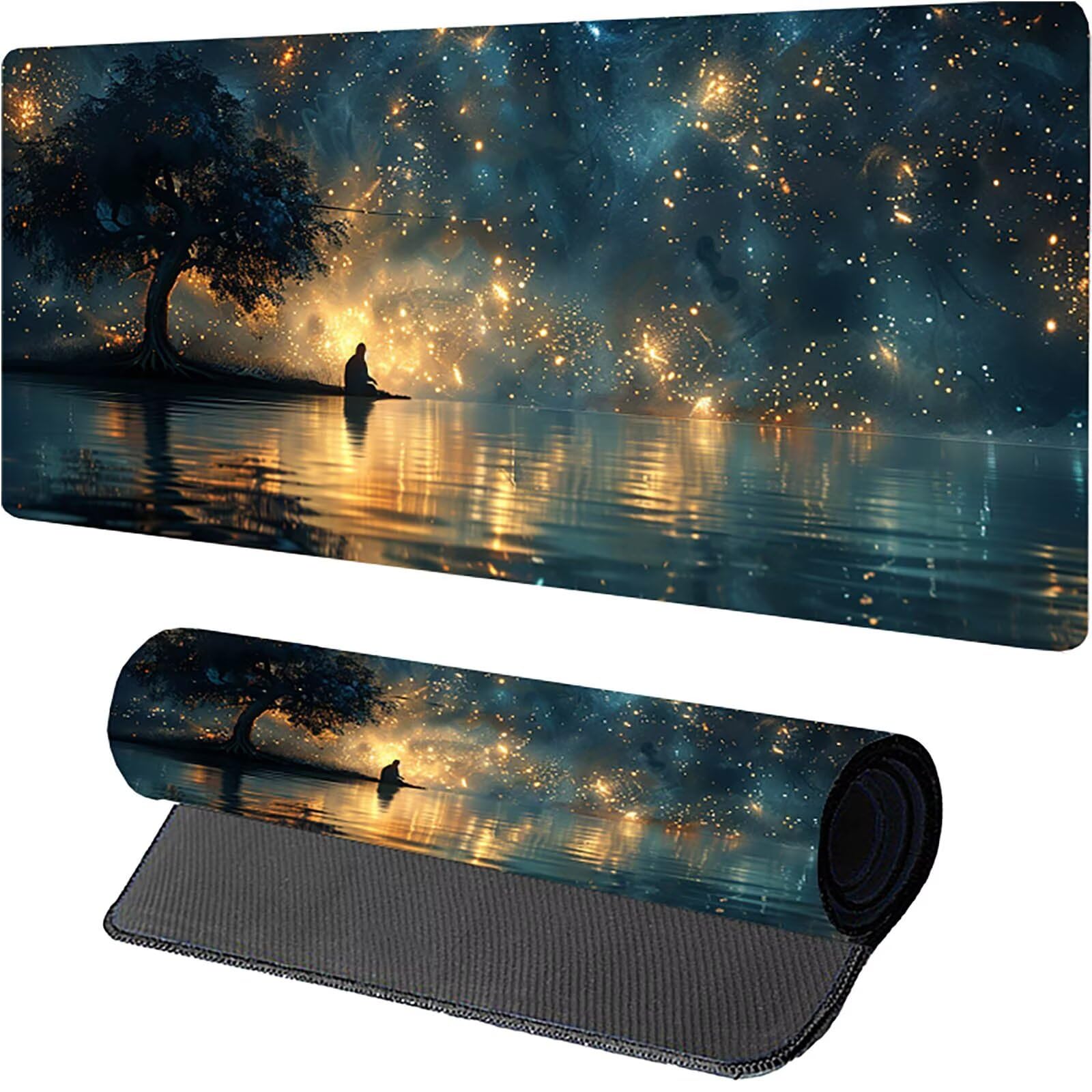 Tappetino Mouse XXL 1500 x 800 mm, Tappetino Mouse Paesaggio, Gaming Mousepad Migliorare la Velocità e la Precisione, Mouse Pad con Base in Gomma Antiscivolo, Ufficio Accessori Gaming, Grigio 7-4052