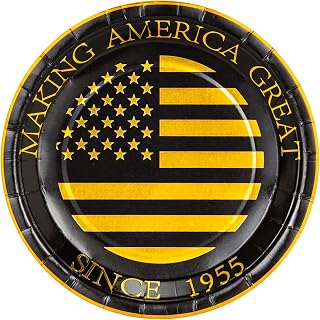 Crisky 70th Birthday Plates Black and Gold Dessert, Buffet, Cake, Lunch, Dinner Plates for 70th Birthday Decorations Party Supplies, Making Great Since 1955. 50 Count, 9" Plate